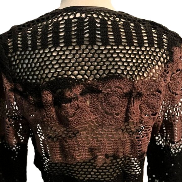 💕🆕 Handmade Tie-Dyed Crochet Shrug | French Brown & Black | 100% Cotton | USA - Picture 3 of 4